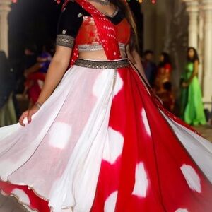 Elegant Red and White Women's Skirt